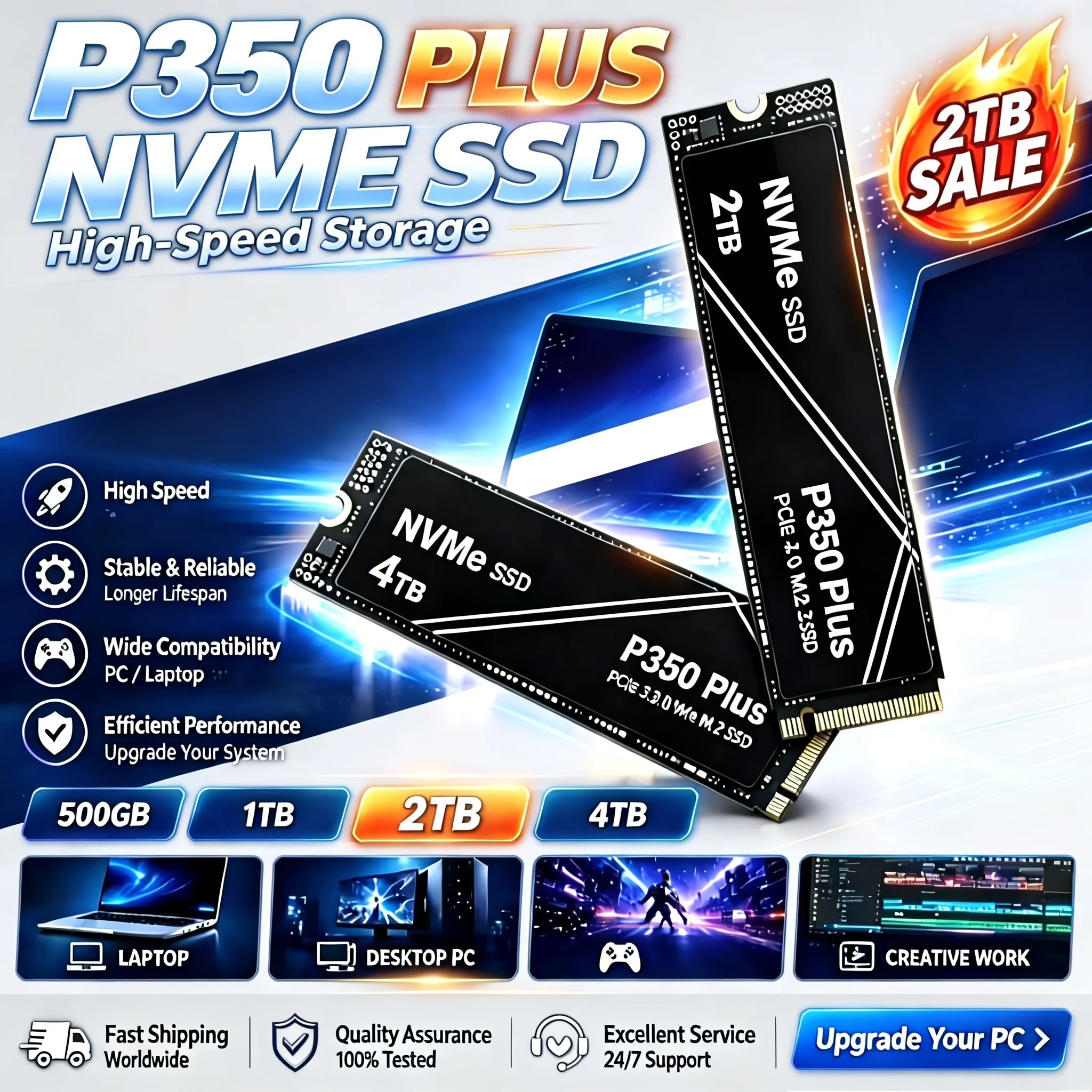 Ssd 500Gb - PCIe NVMe M.2 SSD New P350